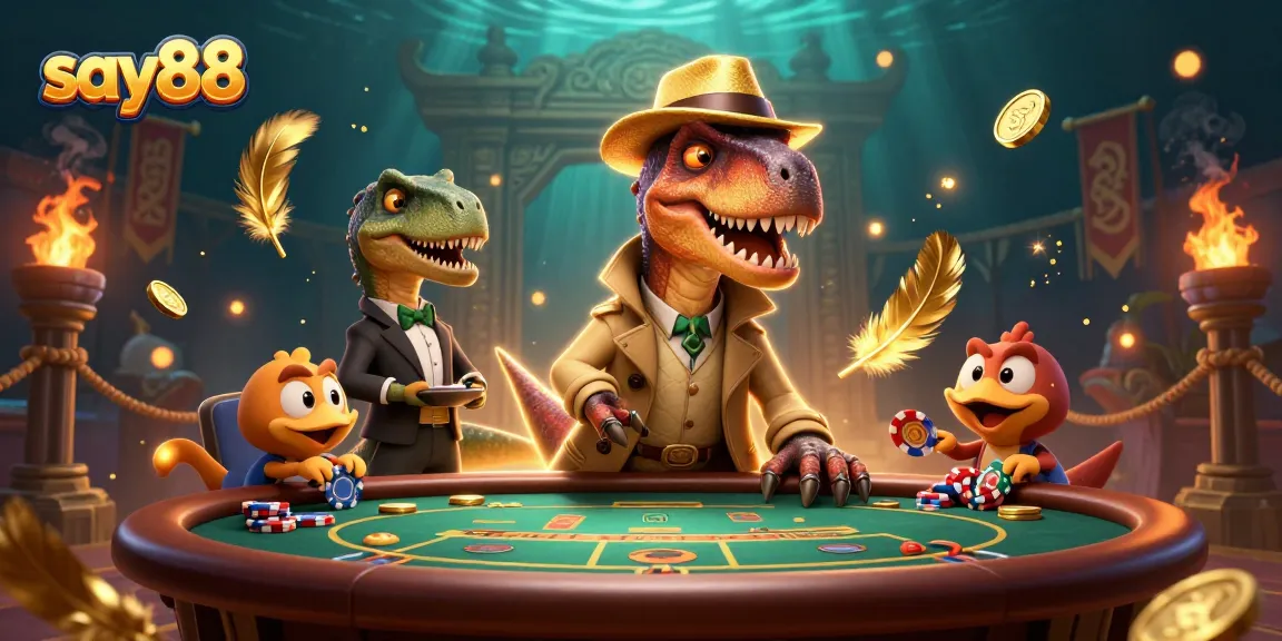 Engage in thrilling gameplay at say88 with a clever velociraptor attempting to count cards