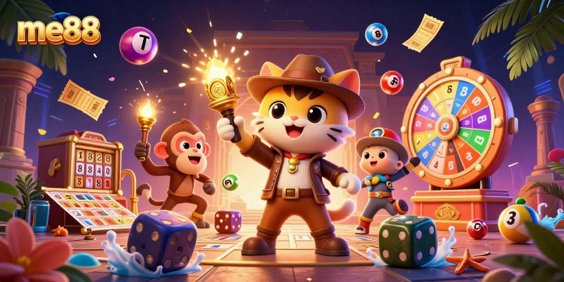 Engage with me88's vibrant casino experience surrounded by exciting gambling elements.