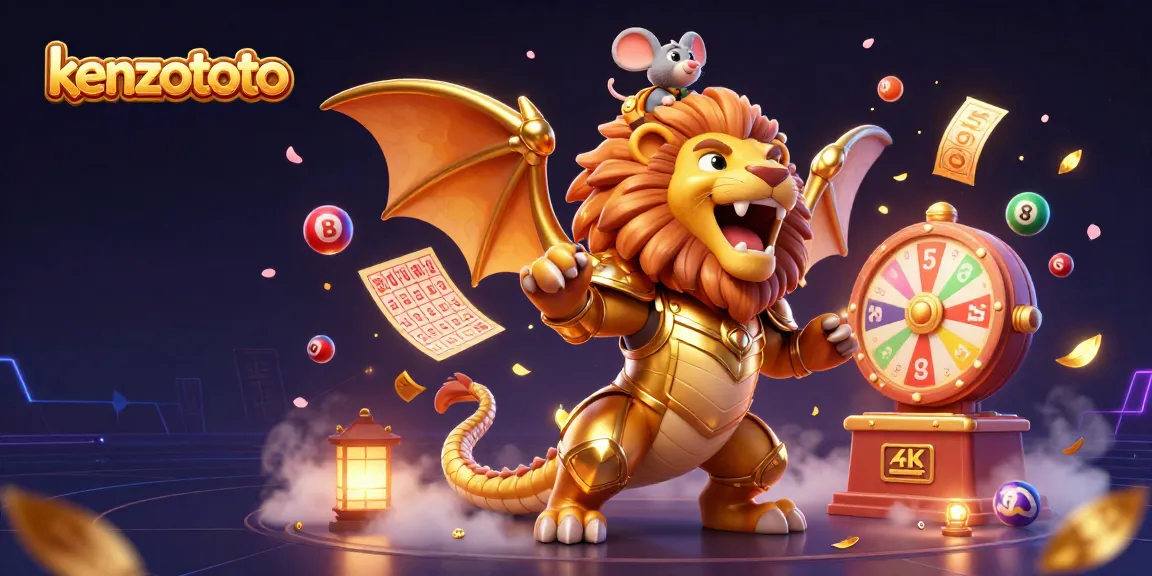 Engage with kenzototo as colorful lottery balls bounce around a triumphant chimera, enriching your gaming experience.