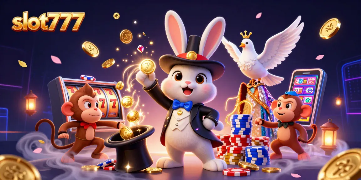 Experience the thrill of slot777 gameplay with vibrant characters and golden coins in action.