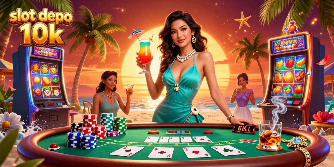 Experience thrilling gameplay with slot depo 10k, featuring immersive slot reels and vibrant tropical elements.