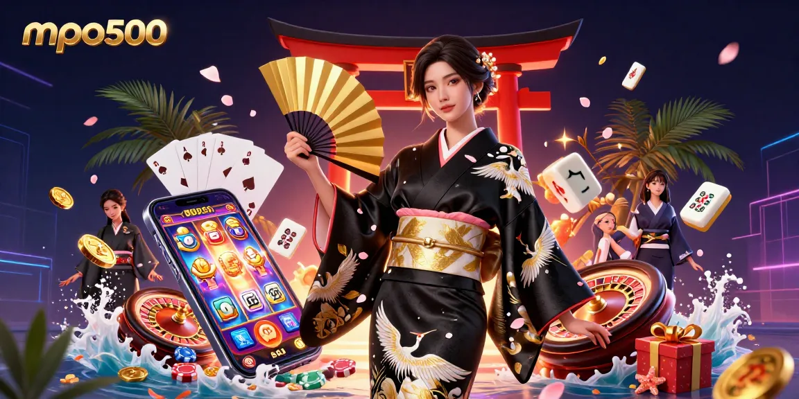 Play immersive games at mpo500 with a vibrant casino illustration showcasing a glamorous setting.