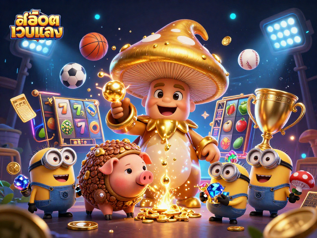 Engage with สล็อตเว็บตรง in a vibrant gaming scene featuring magical elements and dynamic sports action.