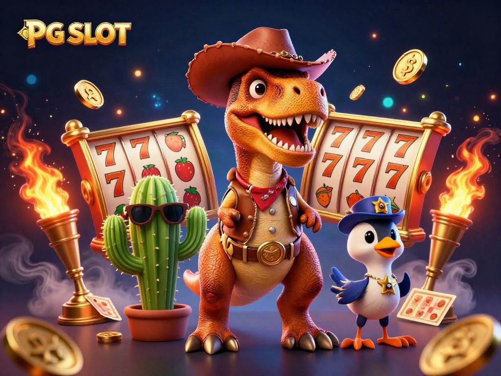 Engage with PG SLOT's thrilling adventure through a vibrant casino scene full of action.