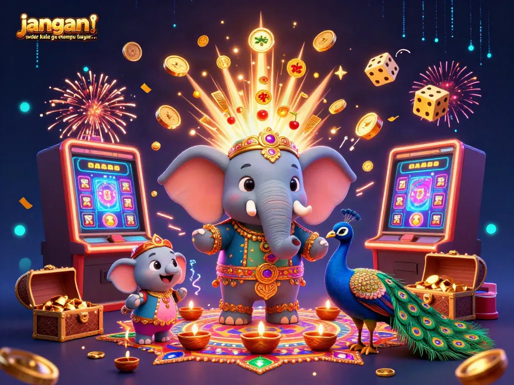 Experience excitement with the magical illustration of the theme 'jangan order kalo ga mampu bayar..' showcasing vibrant gambling elements.