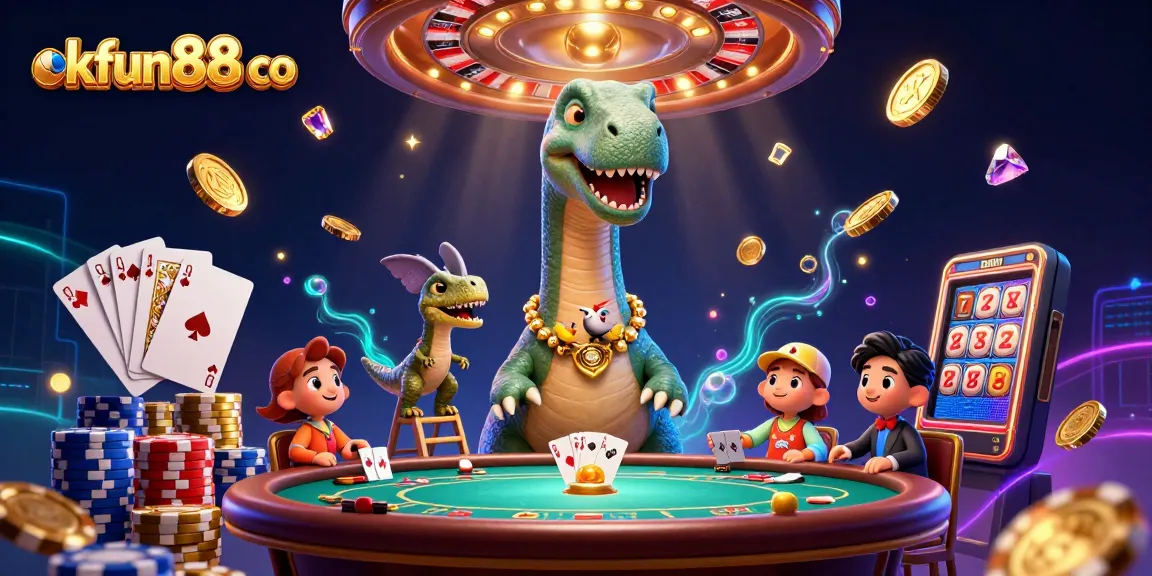 Experience thrilling moments at okfun88 co with the lively 3D casino scene featuring dynamic characters and rich gaming elements.