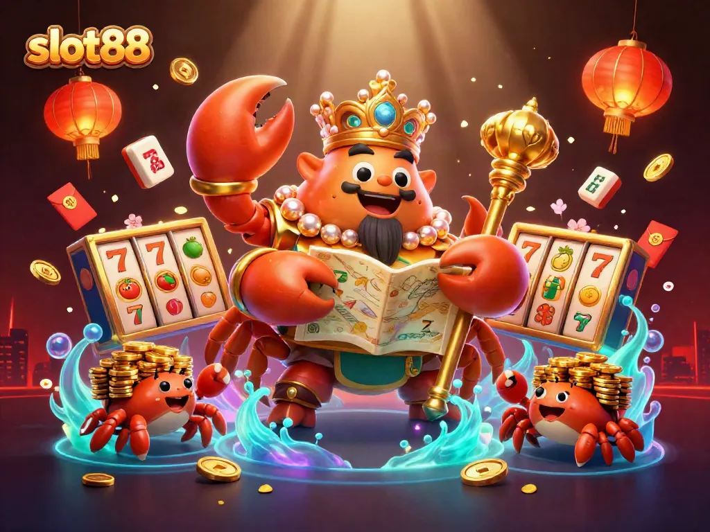 Menangkan jackpot di slot88 dengan ilustrasi kasino perayaan penuh warna dan keberuntungan.
