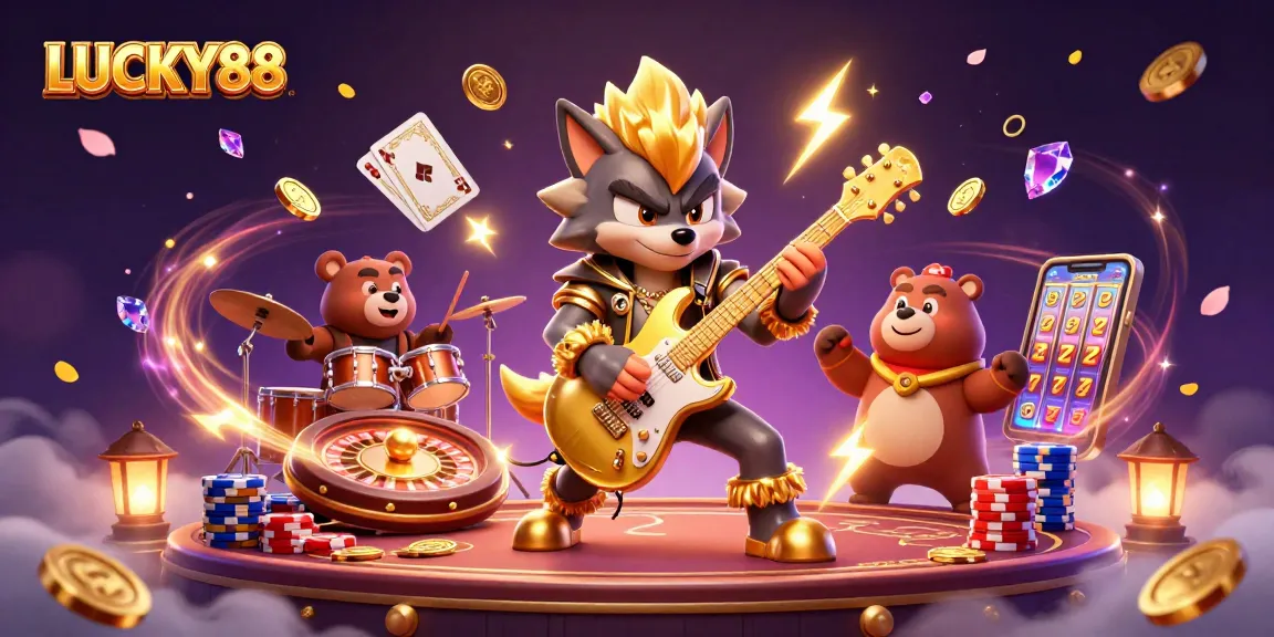 Experience the thrilling gameplay of LUCKY88 with dynamic characters and exciting casino elements.