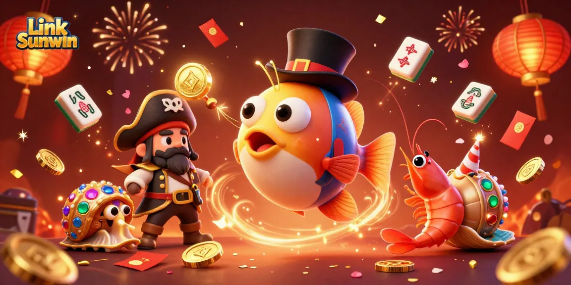 Catch golden coins with Link Sunwin as you explore an enchanting underwater casino scene!