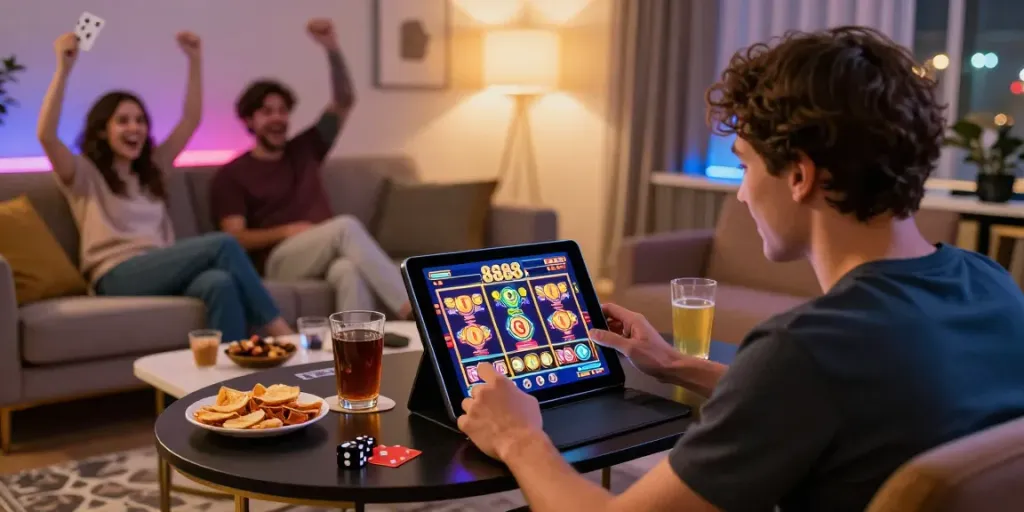 Experience the thrill of online gaming with slot888 in a cozy home setting.