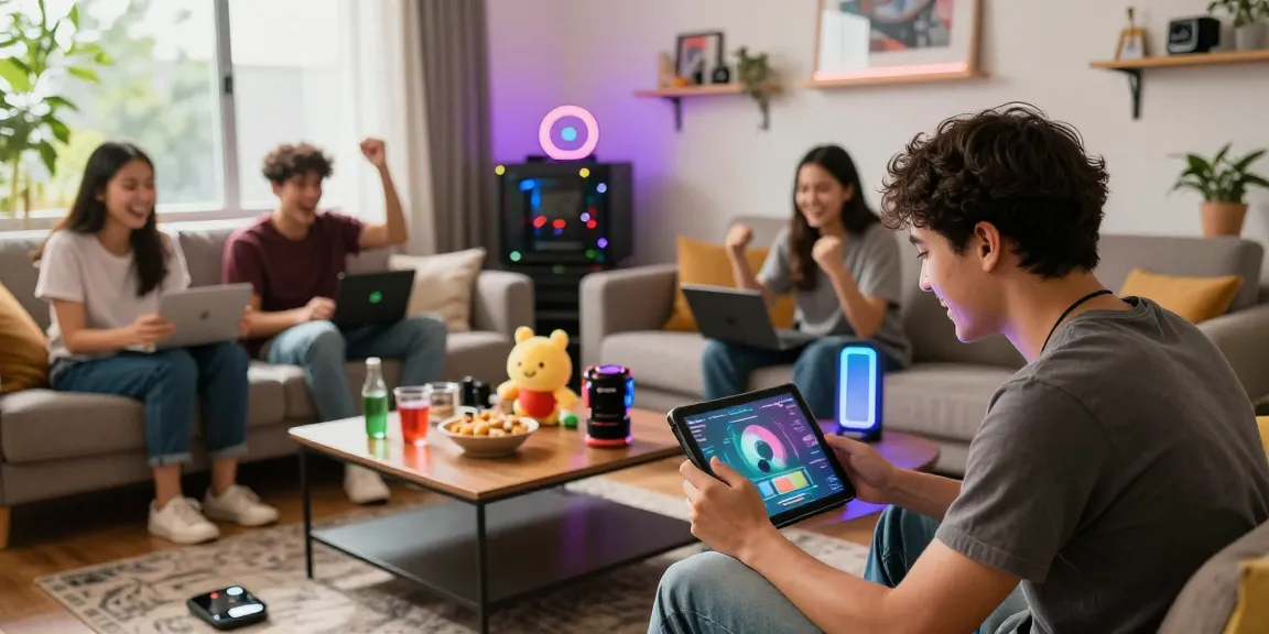 Engaging gaming experience at APK Gaming Hub with friends and vibrant decor.